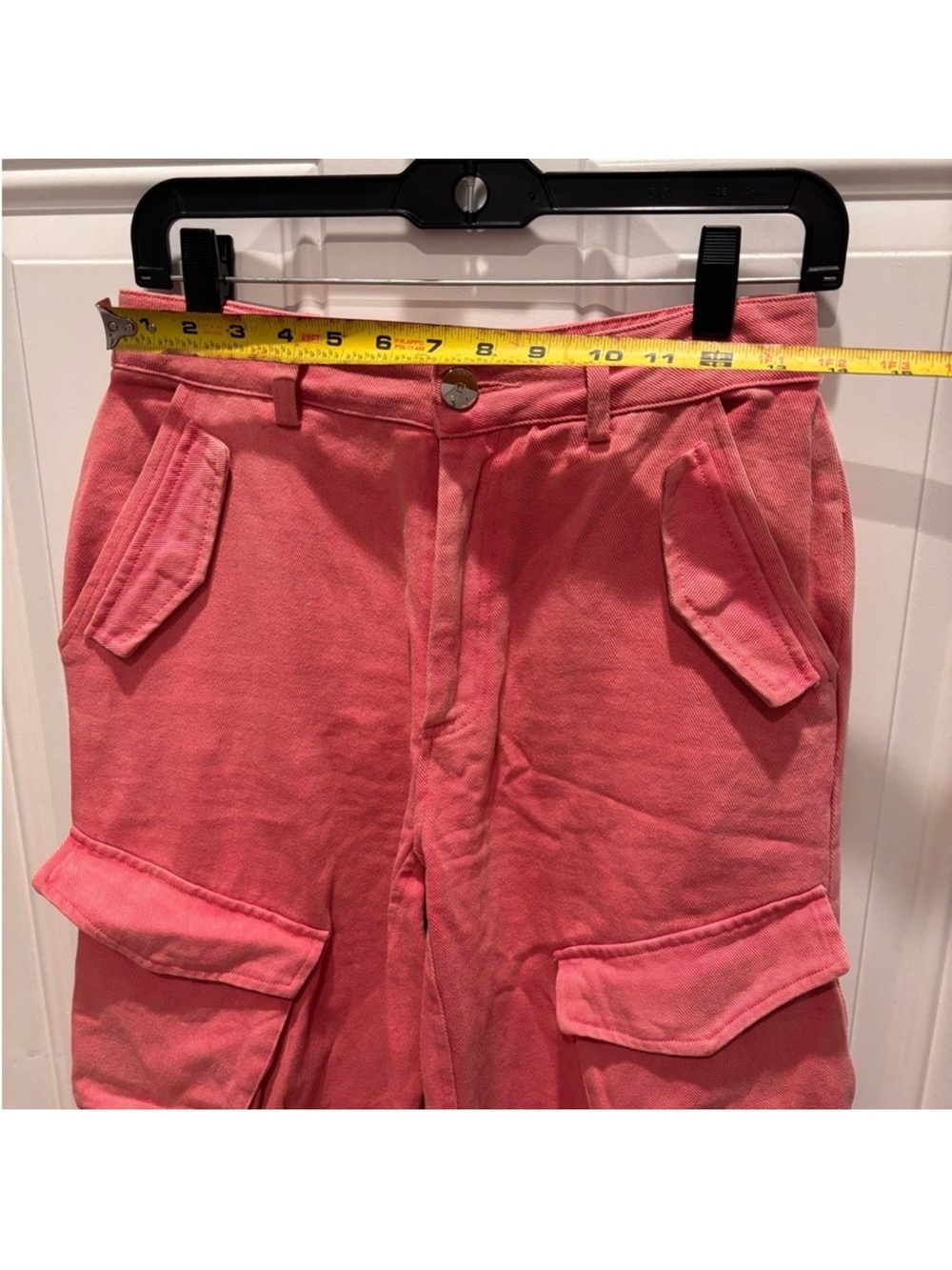 Manière De Voir Coral Pink Cargo Wide-Leg Pants Y2K Festival UK 8 US 4 - Picture 8 of 10
